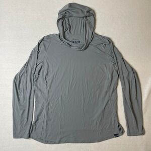 Yeti Men's Long Sleeve Hoodie Gray Lightweight Athletic‎ Shirt XL